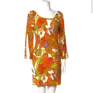 Milly Silk Open Back Dress with Gold Chain